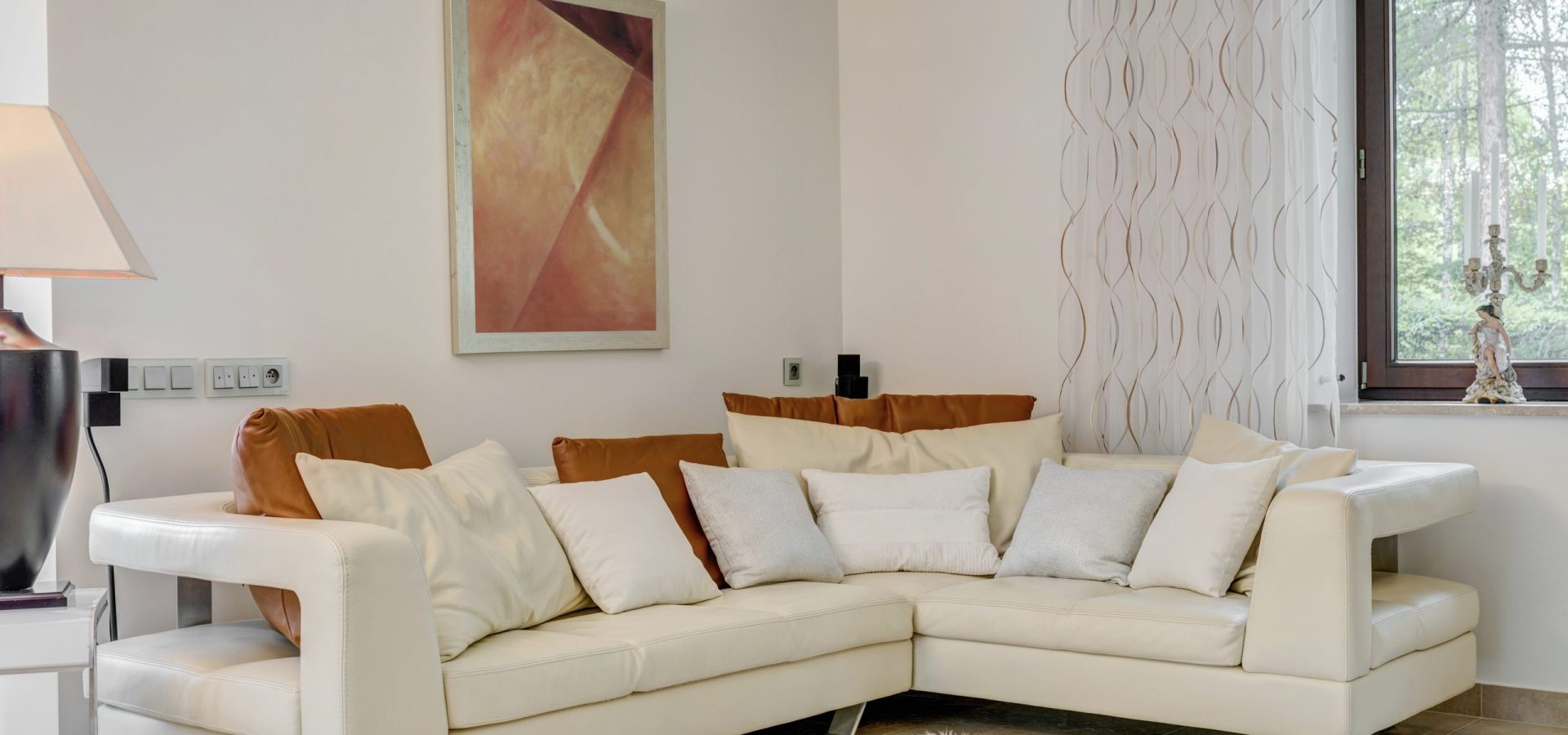 Cream corner sofa in luxury living room